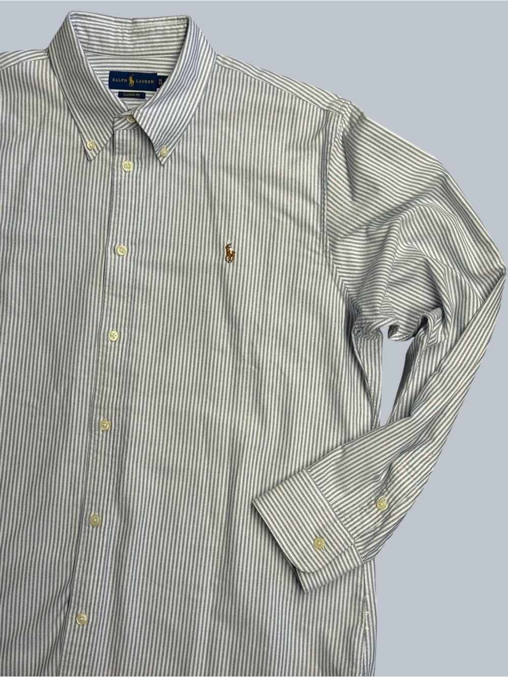 Ralph Lauren Blue and White Striped Button-Down Shirt - Classic Fit - Picture 3 of 9